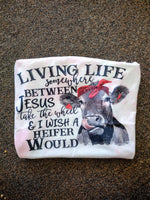 Living life between jesus cow shirt