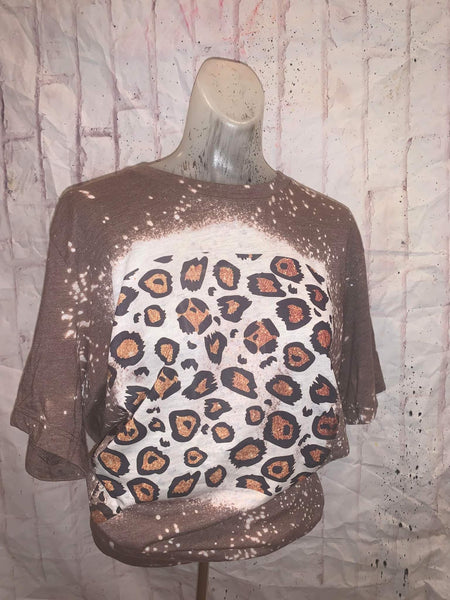 Brown Leopard bleach tee