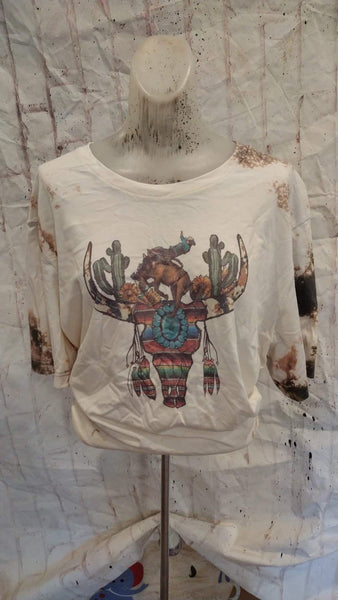 Serape bull skull shirt