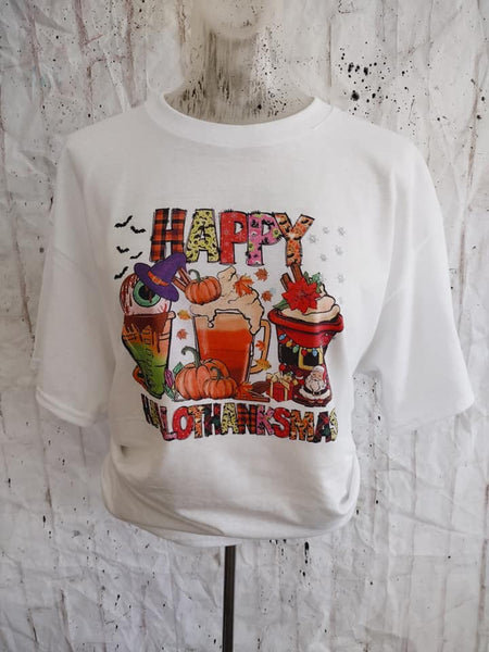 Happy Hallowthankmas coffee shirt