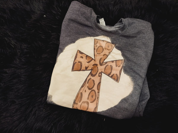 Leopard cross Bleached sweatshirt