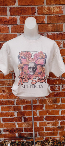 Anti social butterfly shirt