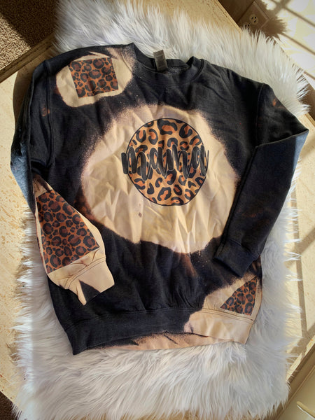 Leopard mama bleach sweatshirt